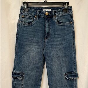 Dark Blue Denim Cargo Jeans